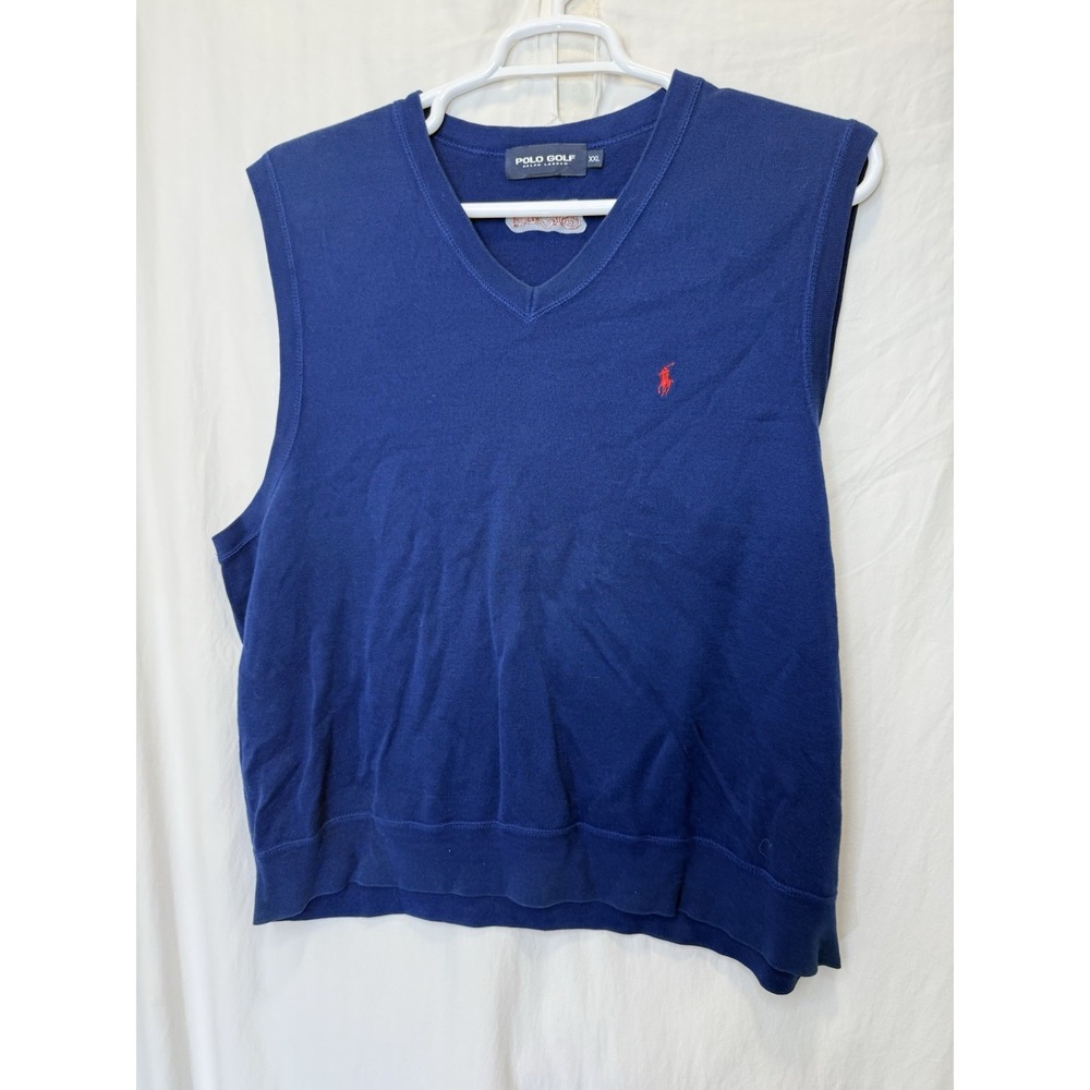 Polo Golf Ralph Lauren XXL Blue Cotton Vneck Vest SEA ISLAND Golf Club Resort